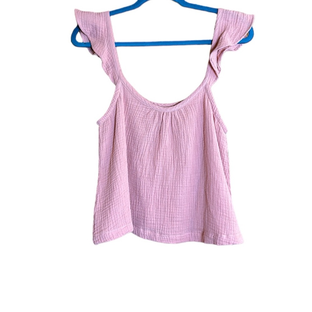 Marine Layer Jude Flutter Sleeve Tank Top Rosette Pink Basic - Picture 3 of 11
